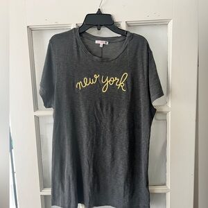 Sundry Slub Tee with 'New York' Embroidery